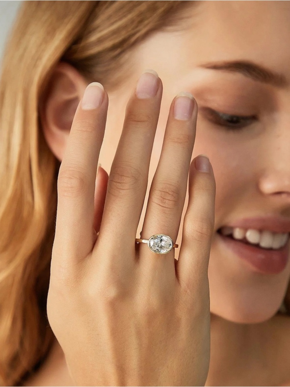 Gold Tone Solitaire Ring with 3 CT Cubic Zirconia Stone - Women's Jewelry